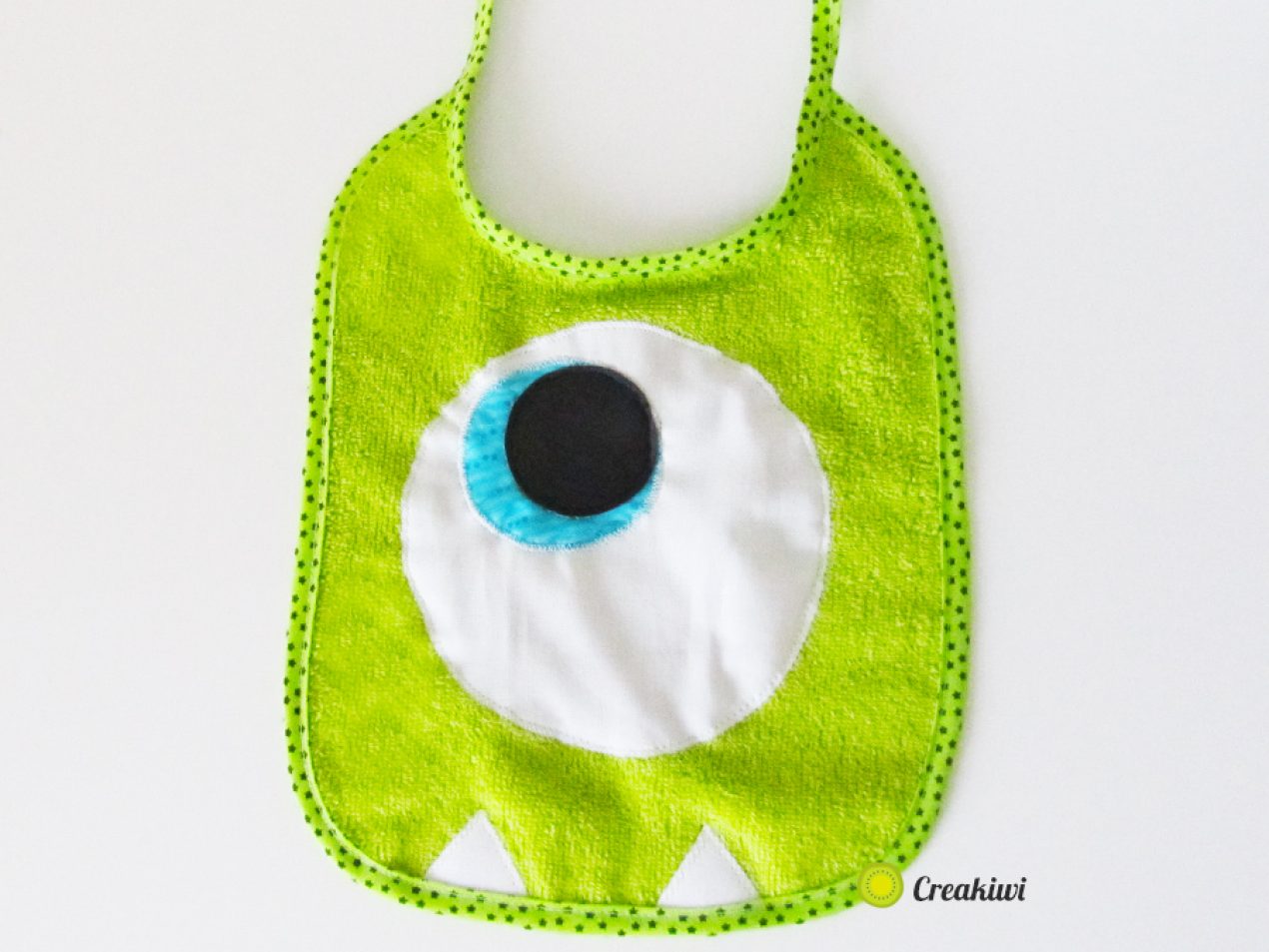 Bavoir monstre vert 1 oeil Creakiwi