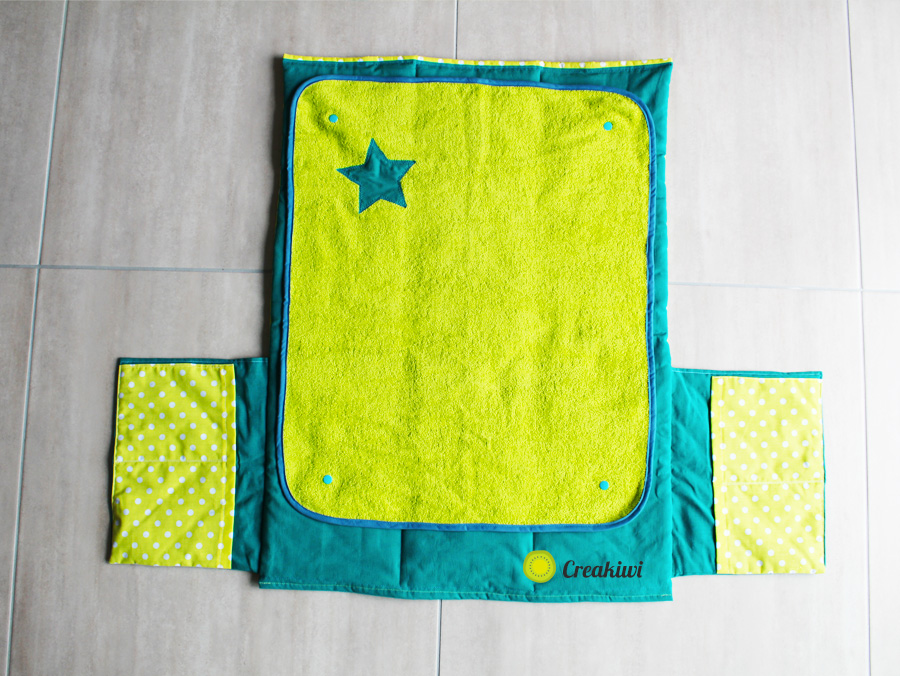 Sac à langer vert anis et turquoise Creakiwi