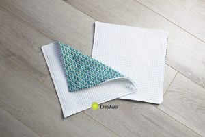 Lot de 2 essuie-touts lavables et réutilisables bleu en nid d'abeille