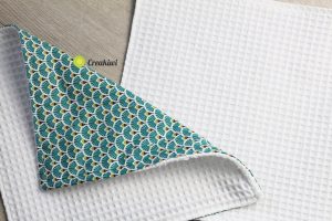 Lot de 2 essuie-touts lavables et réutilisables bleu en nid d'abeille