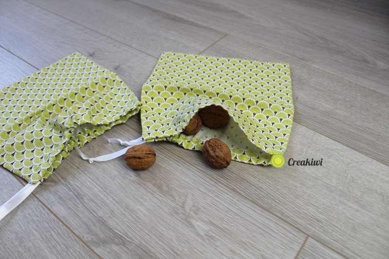 Lot de 2 petits sacs à vrac refermables en vert