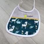 Bavoir gris motif biches Creakiwi bavoir personnalisé créatrice cadeau de naissance