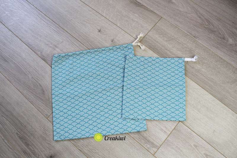 Lot de 2 sacs à vrac refermables bleu 2 formats Creakiwi Produit zero dechet pour épicerie