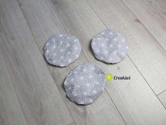 Lot de 3 couvercles écologiques diamètre 15cm motif gris
