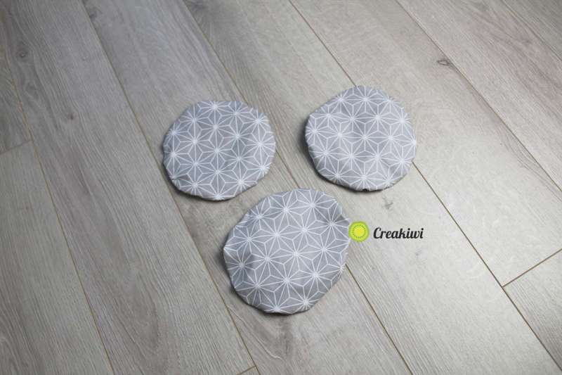 Lot de 3 couvercles écologiques diamètre 15cm motif gris