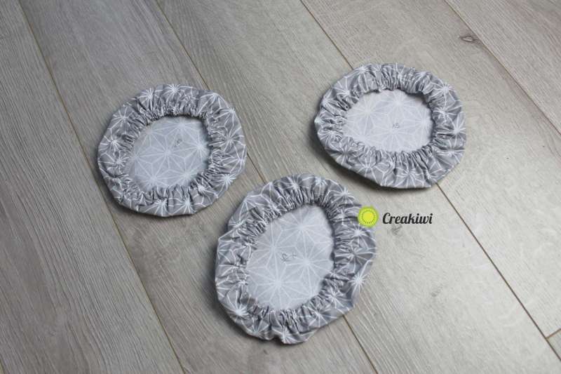 Lot de 3 couvercles écologiques diamètre 15cm motif gris