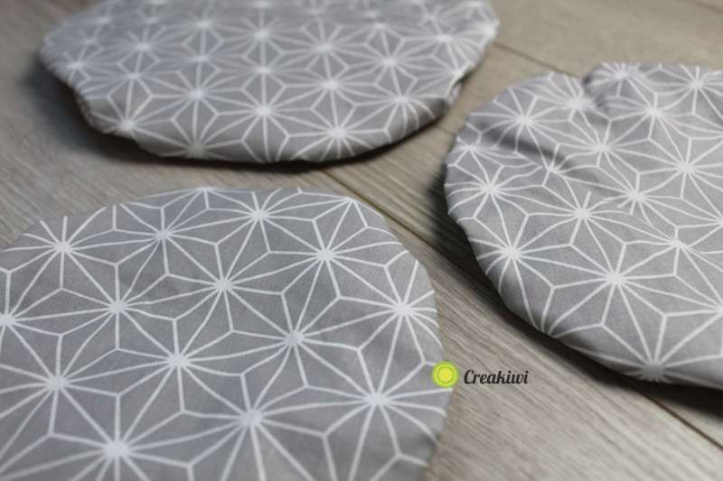 Lot de 3 couvercles écologiques diamètre 15cm motif gris