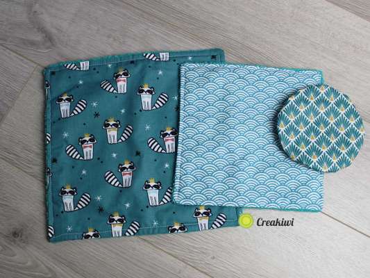 Pack Zéro déchet tout bleu : essuie-tout en éponge et charlotte pour tasse