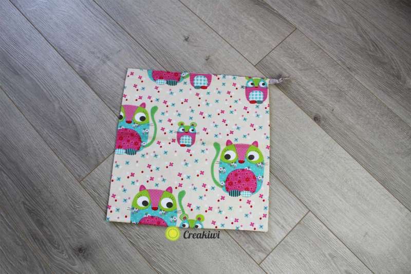 Sac à vrac motif chat souris beige