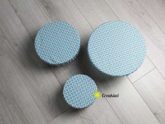 Lot de 3 couvercles écologiques différents formats motif bleu fleuri