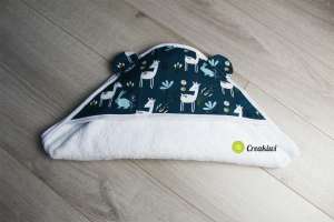 Cape de bain blanche motif biches