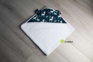 Cape de bain blanche motif biches