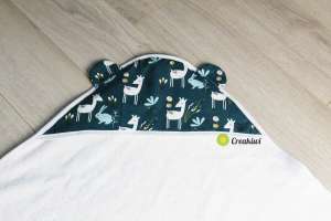 Cape de bain blanche motif biches