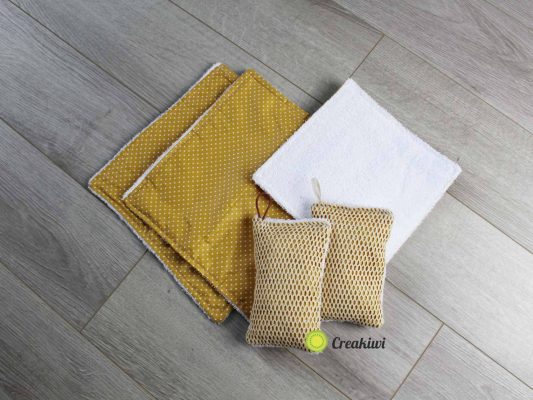 PACK tissu en éponge couleur moutarde Creakiwi