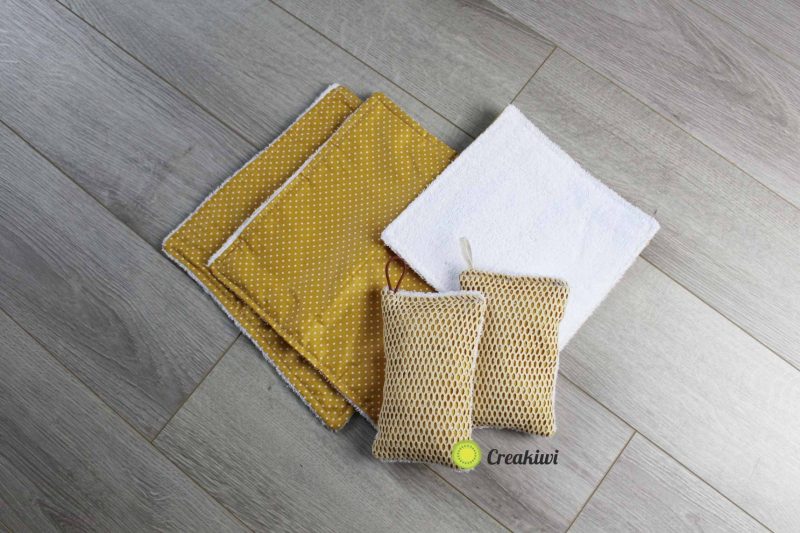 PACK tissu en éponge couleur moutarde Creakiwi