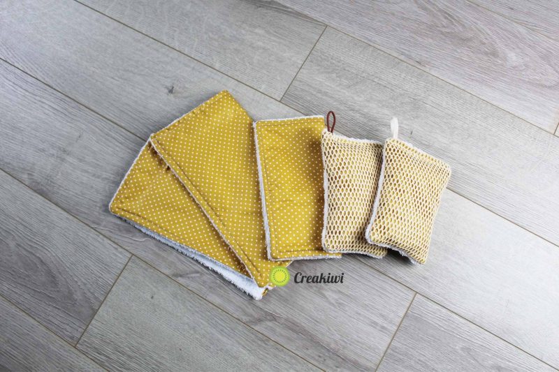 PACK tissu en éponge couleur moutarde Creakiwi