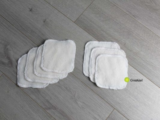 Lot de 7 petites lingettes démaquillantes recto/verso 10x10cm