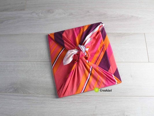 Furoshiki à rayures rose orange