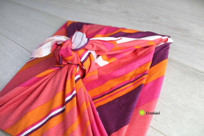 Furoshiki à rayures rose orange