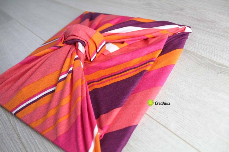 Furoshiki à rayures rose orange