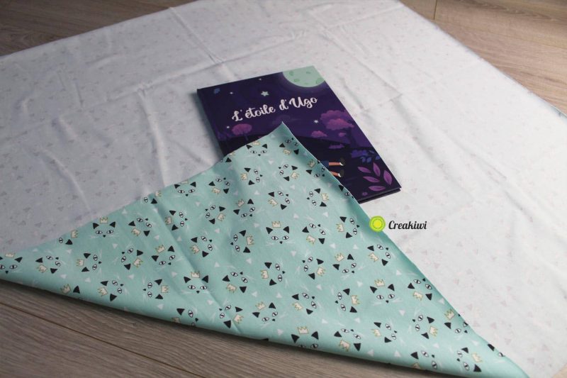 Furoshiki motif chats menthe à l'eau - Creakiwi emballage cadeau en tissu joli motif chat